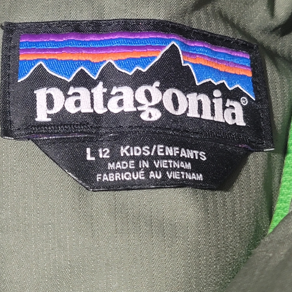 Kids Size 12 Medium Patagonia Coat Green - Picture 5 of 9
